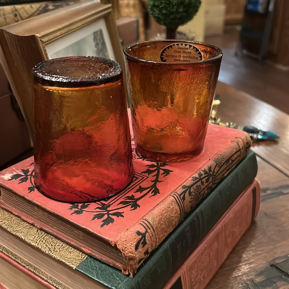 Vintage Amber Glass Tumblers - Picture 6 of 8